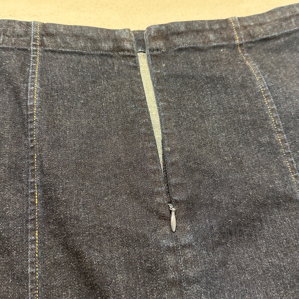 Polo Ralph Lauren Denim Pencil Skirt Womens 8 Blue Zipper Pockets Slit‎ - Picture 4 of 10